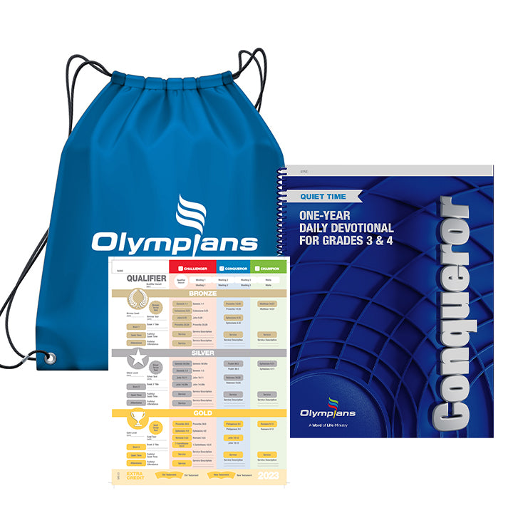 Conqueror Quiet Time Pack w/Blue Drawstring Bag Grades 3-4 (2023-24)