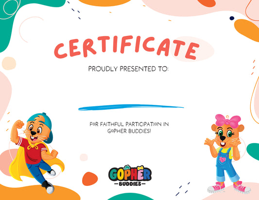 Gopher Buddies Encouragement Certificates