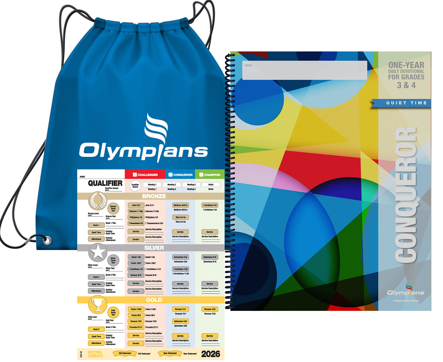 Conqueror Quiet Time Pack w/Blue Drawstring Bag Grades 3-4 (2026-27)