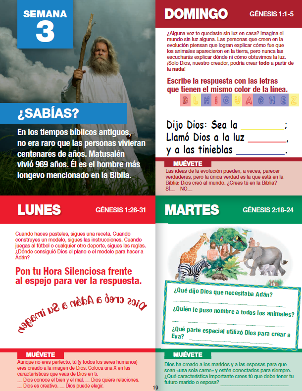 Spanish Quiet Time Diary Downloadable PDF - Ages 7-9 (2019 Series)