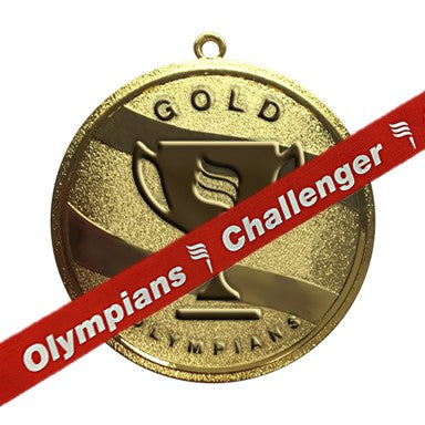 Gold Medal with Red Challenger(1/2 Grade) lanyard