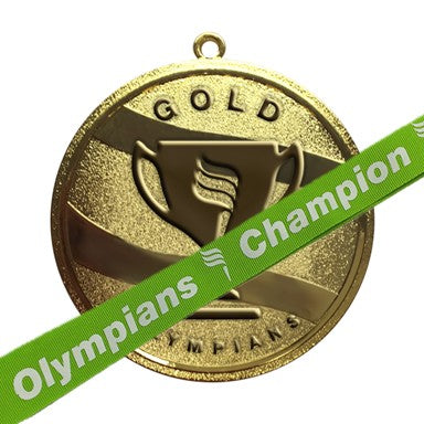 Gold Medal with Green Champion(5/6 grade) Lanyard