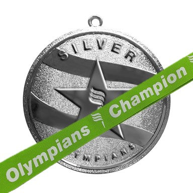 Silver Medal with Green Champion (5/6 grade) Lanyard