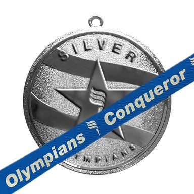 Silver Medal with Blue Conqueror(3/4Grade) Lanyard